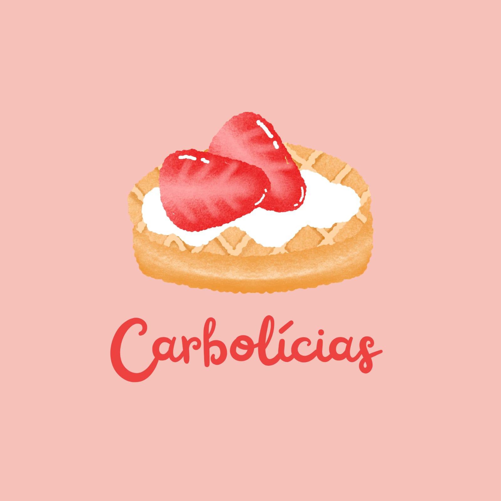 Logo Carbolícias, uma tortinha com morangos
